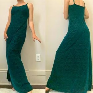 Floor length, Velvet Emerald Dress // Size XS